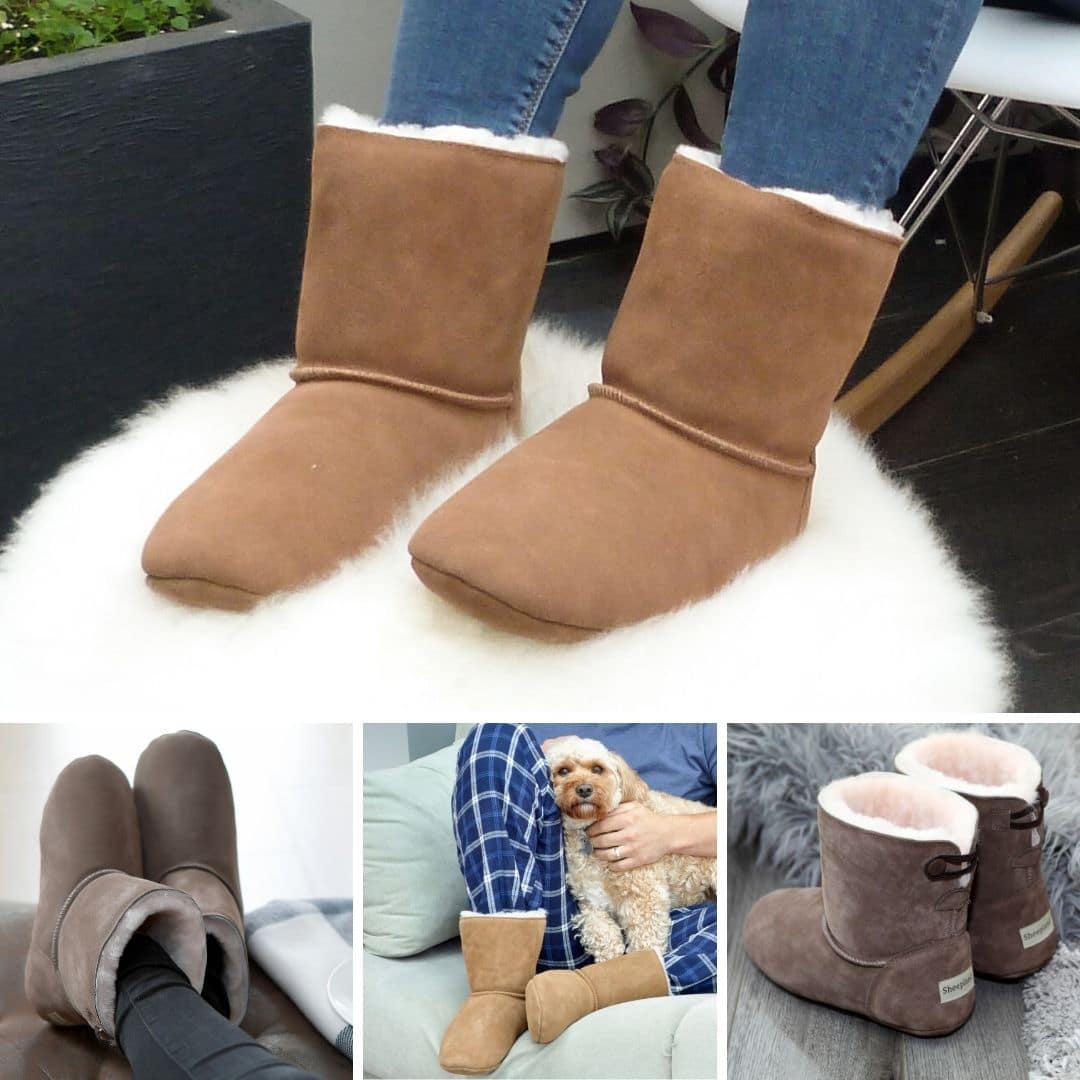 grey sheepskin boots