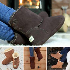leather sheepskin boots uk