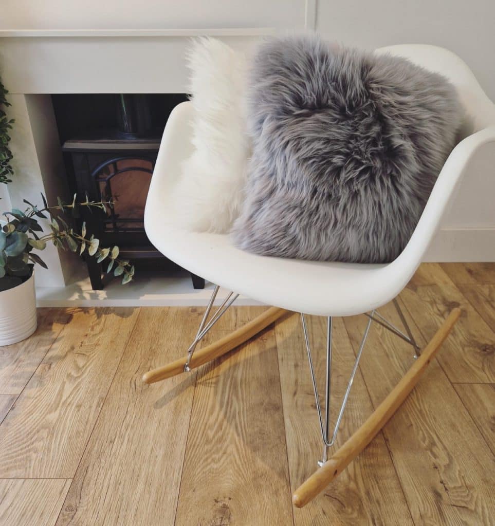 Sheepskin rocking store chair