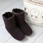 Dark Brown Luxury Sheepskin Slipper Boot by bag