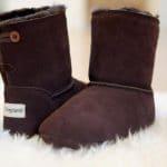 Dark Brown Luxury Sheepskin Slipper Boot on sheepskin