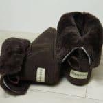 British made mocha house boots on a wooden background
