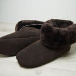 British made mocha house boots on a wooden background