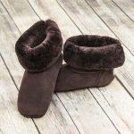 British made mocha house boots on a wooden background