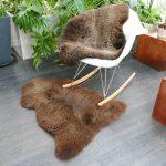 Short Fur Undyed Sheepskin Throw/Rug on white rocking chair