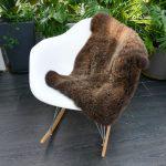 Short Fur Undyed Sheepskin Throw/Rug on white rocking chair