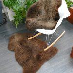 Short Fur Undyed Sheepskin Throw/Rug on white rocking chair