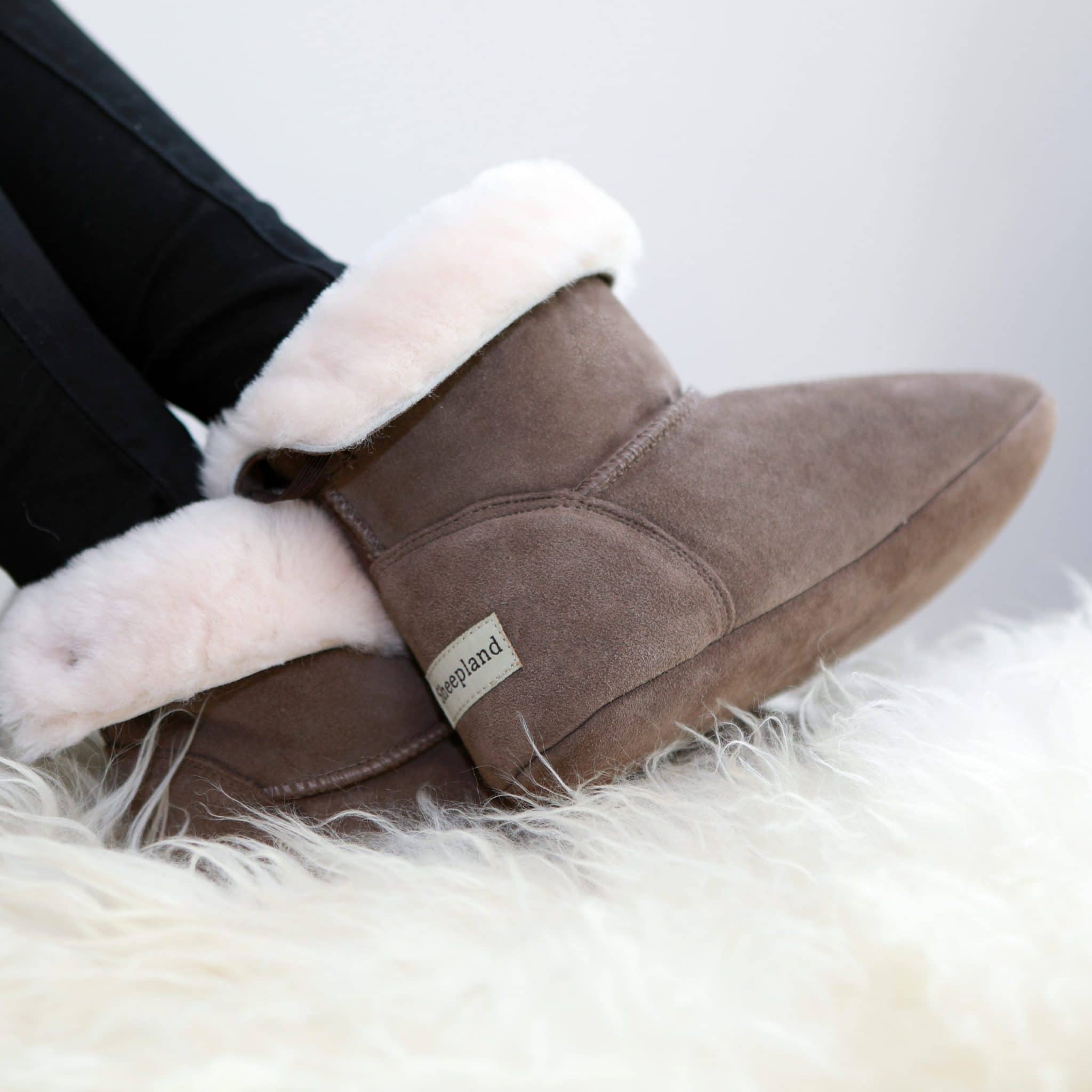 grey sheepskin boots