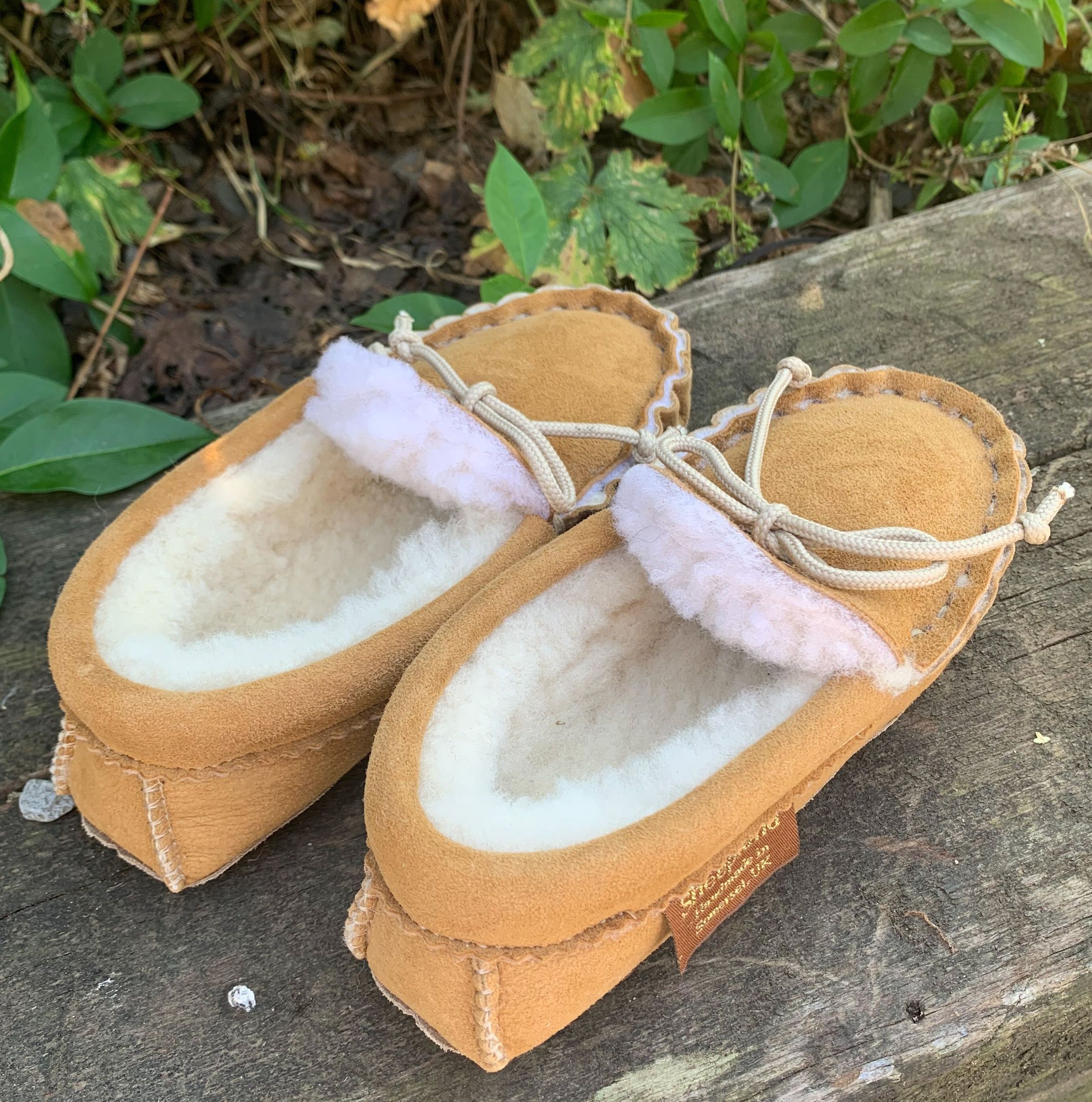 childrens sheepskin moccasin slippers