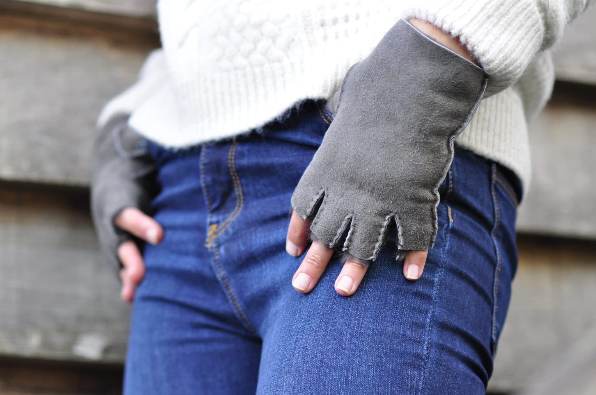 Somerset Sheepskin Fingerless Gloves for Ladies Sheepskin.co.uk