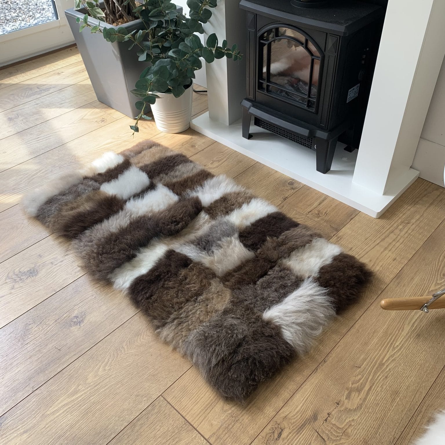 100 British Undyed Sheepskin Patchwork Rug/Chair Throw Sheepskin.co.uk