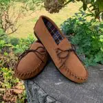Handcrafted British Chestnut Suede Moccasins With Fabric Inner