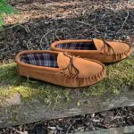 Handcrafted British Chestnut Suede Moccasins With Fabric Inner