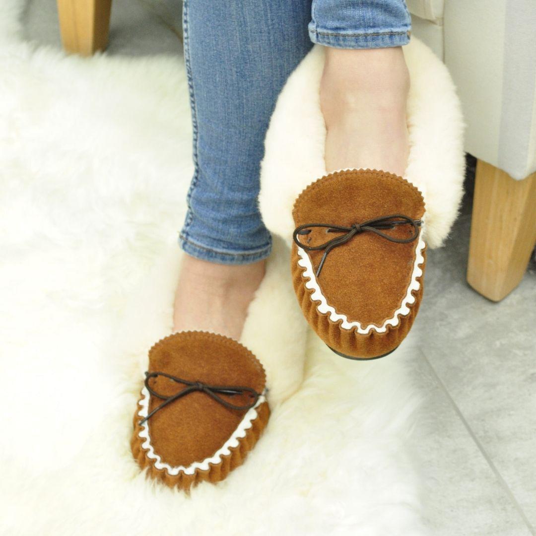 tan sheepskin slippers
