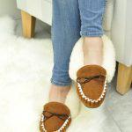 British made sheepskin slippers. Natural sheepskin for luxury slippers