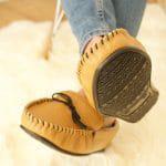 Handcrafted British Leather Moccasins With Fabric Inner