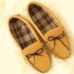 Handcrafted British Leather Moccasins With Fabric Inner