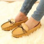 Handcrafted British Leather Moccasins With Fabric Inner