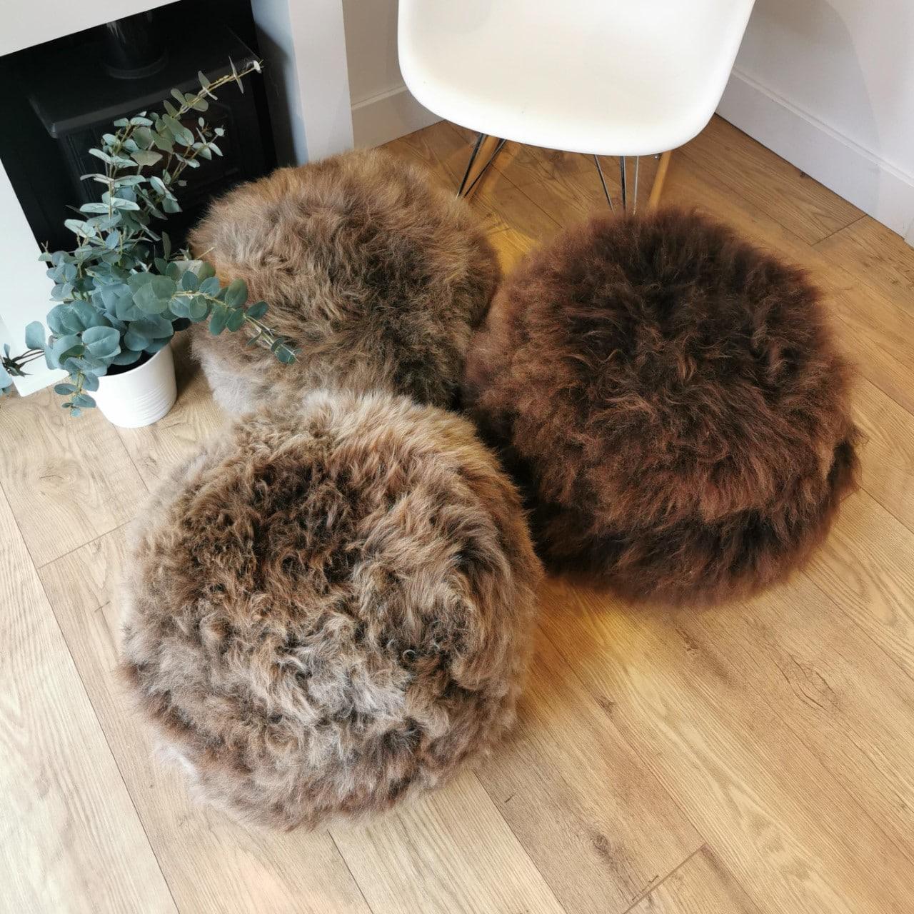 Faux sheepskin pouf online