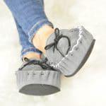 Somerset Handmade British Sheepskin Moccasin Slippers In Grey