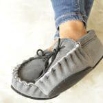 Somerset Handmade British Sheepskin Moccasin Slippers In Grey