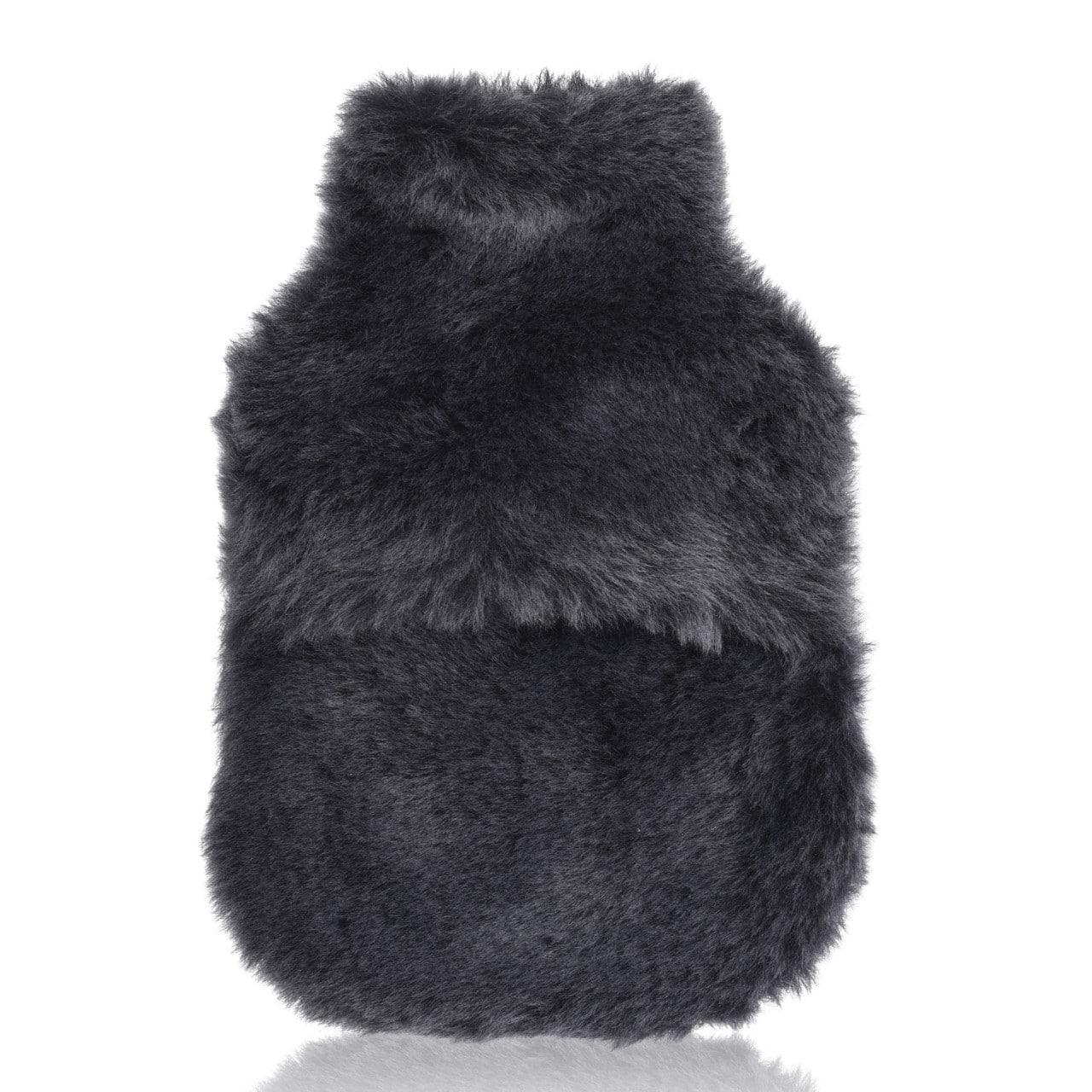 British made Sheepskin Hot Water Bottle Cover in Granite Grey