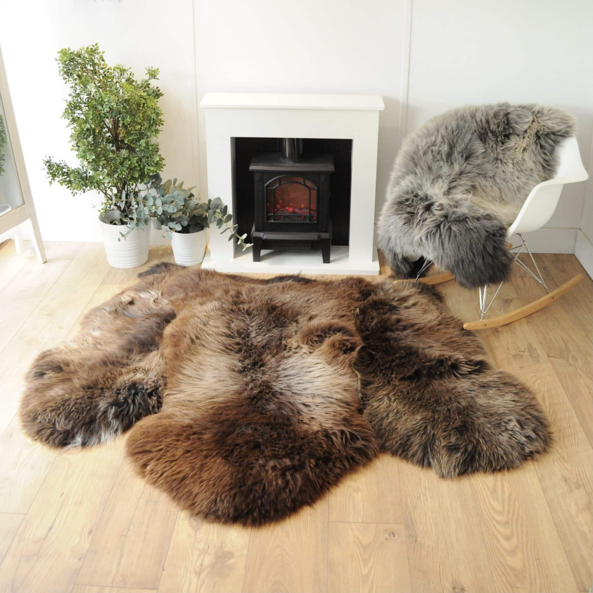 Sheepskin Natural Fluffy Fur Rug Genuine Single Pelt Luxuxry 2 x 3 Ivory  White Sheep Skin Area Rug for Bedroom (24Inch x 36Inch, 60.96cm x 91.44cm)