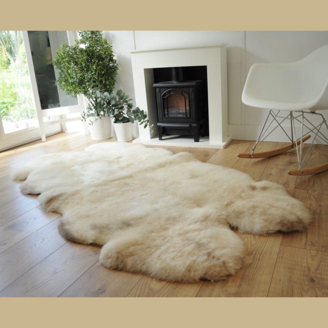Sheepland Bespoke British Sheepskin Quad Natural Ivory With Cinnamon